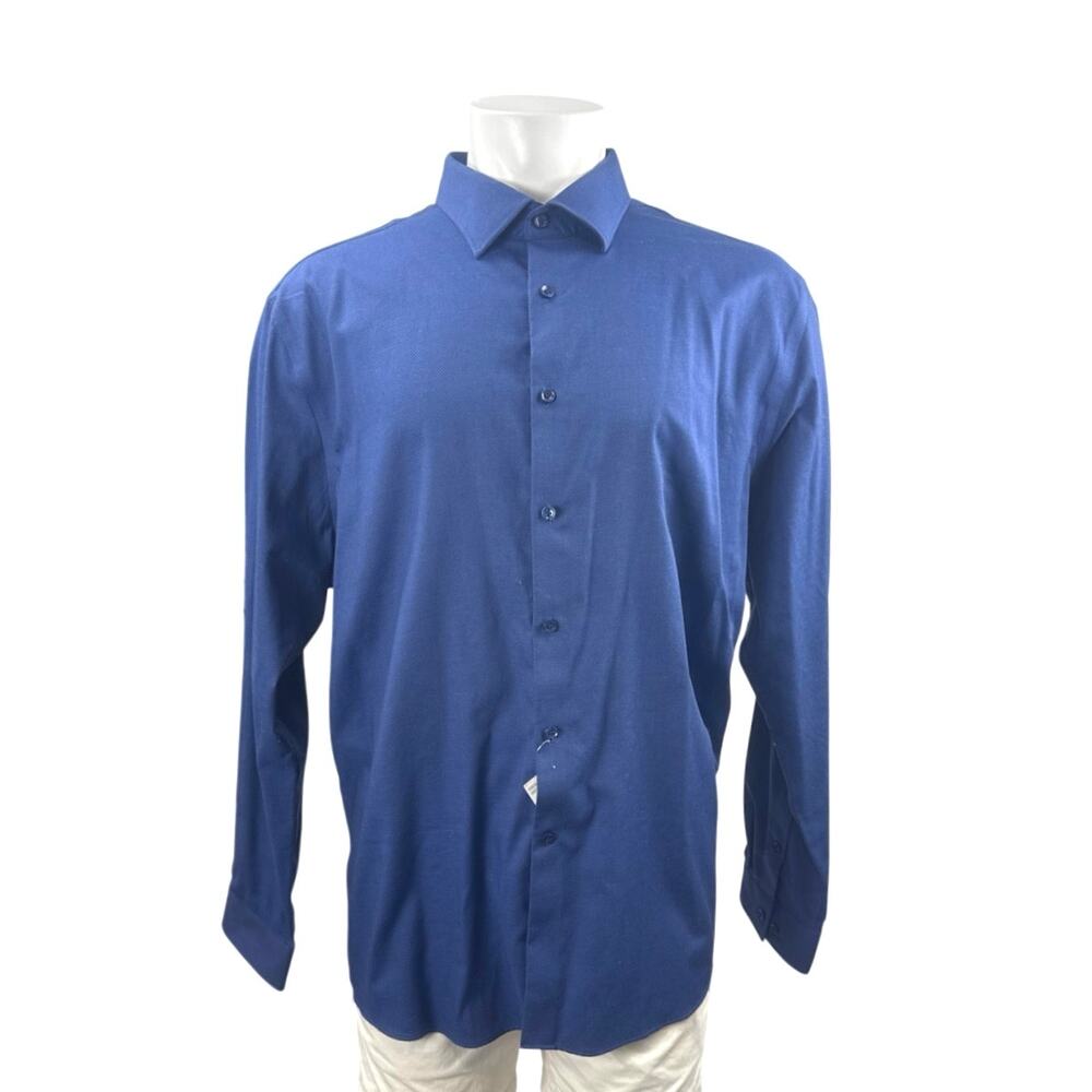 NEW Michael Kors Men's Blue Long Sleeve Button Down Stretch Dress Shirt Top XXL